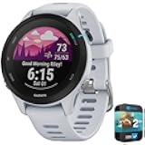 010-02641-21 Forerunner 255 Music GPS Smartwatch Whitestone | Official USA Partner Model | Bundle with 2 YR CPS Enhanced Protection Pack