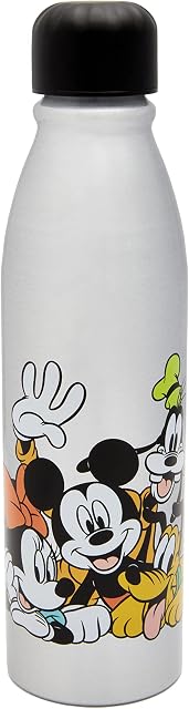 Mickey Mouse & Friends Aluminum Water Bottle 600ml  Official Merchandise by Polar Gear, Kids Reusable Non Spill BPA Free Recyclable - Ideal For School Nursery Sports Picnic - Multicolour