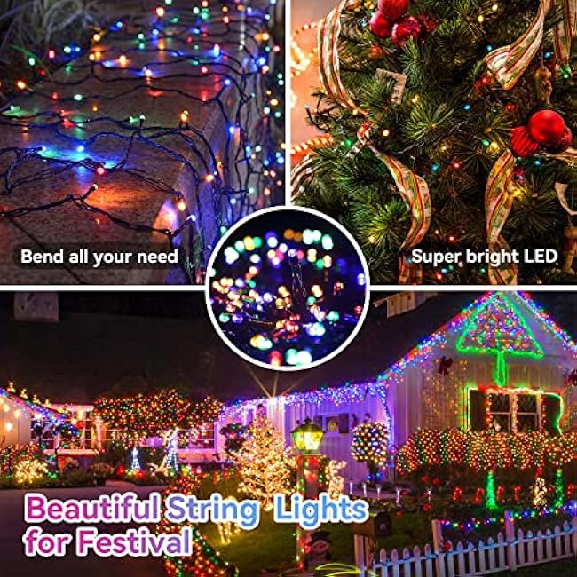 Battery String Lights Outdoor 33Ft 100 LED Fairy Lights for Indoor Outdoor Waterproof with Remote Timer 8Modes Battery Operated Christmas Lights for Outside Party Garden Christmas Tree D¨¦cor