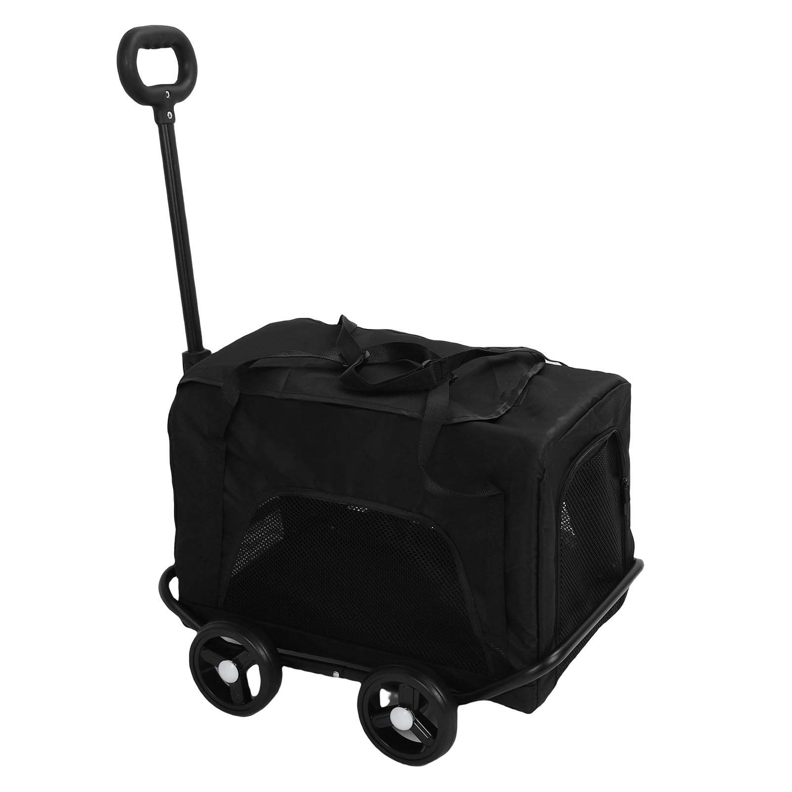 Keenso Transporter dla Psa z Kółkami Plecak dla Wózka Zwierząt z Tkaniny Oxford z 3 Okienkami Wentylacyjnymi Wysuwany Uchwyt Składany 17,7 X 22,0 X 18,1 Cala do Podróży Kemping Codzienne Wyjścia