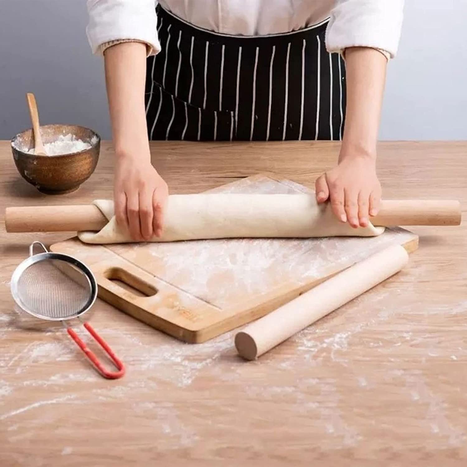 Wałki do ciasta do pieczenia 4 Rozmiar Drewniany wałek do ciasta Zrób makaron Pierogi Kremówka Biszkopt Narzędzia do ciast Rolka do ciasta Wałek do ciasta Akcesoria do pieczenia w kuchni pin