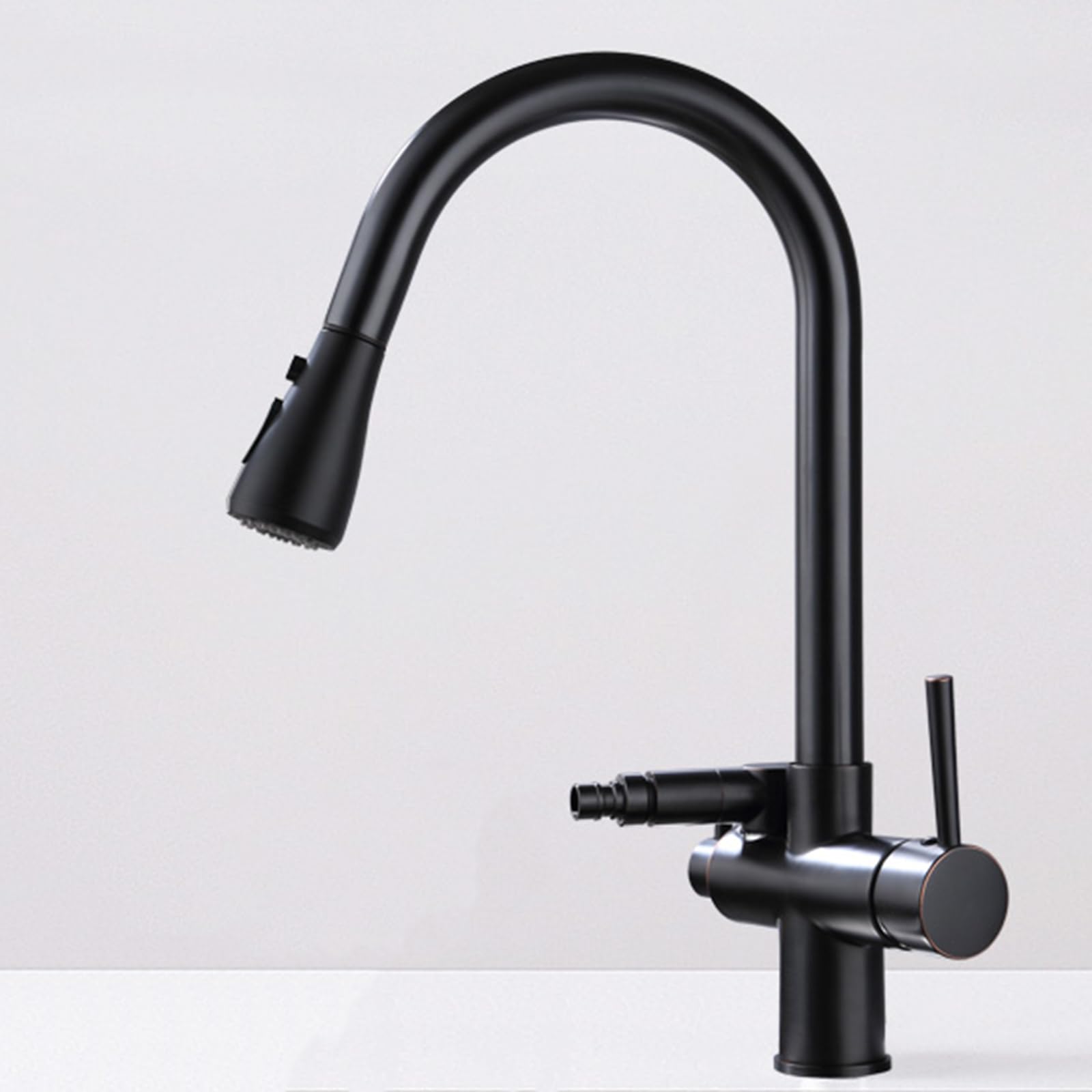 ZQFHSX Kitchen Tap with Dishwasher Connector, Pull Out Brass Swivel for Hot and Cold Water
