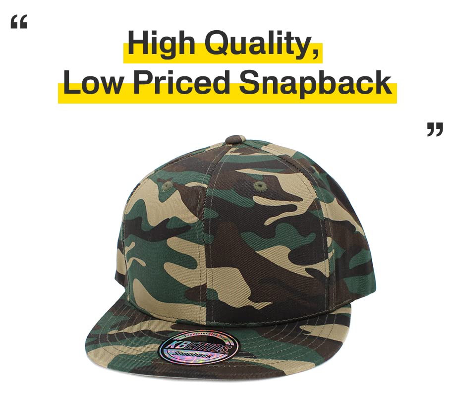 Image of KBETHOS Classic Snapback Hat Blank Cap Underbrim Cotton Wool Blend Flat Visor Adjustable Unisex