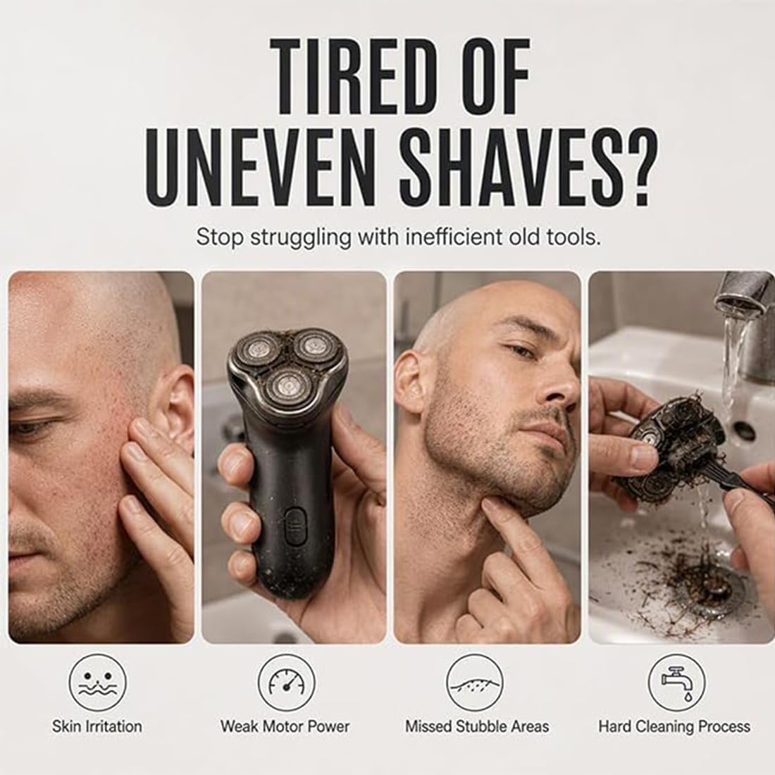 Afeitadora y recortadora de barba 2 en 1 para cabeza rapada (2 piezas)