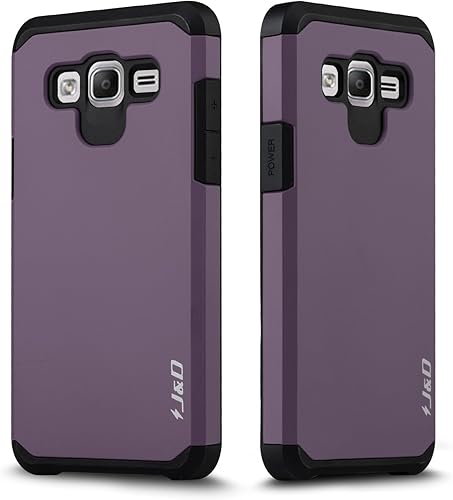 Miniatura 6 de J&D funda para Samsung Galaxy On 5, delgada, de alta resistencia, doble capa, a prueba de golpes., Púrpura