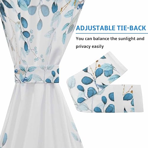 Miniatura 5 de Cortina de eucalipto francés para puerta delantera de acuarela para ventana de puerta, cortina de puerta lateral larga con bolsillo para barra para