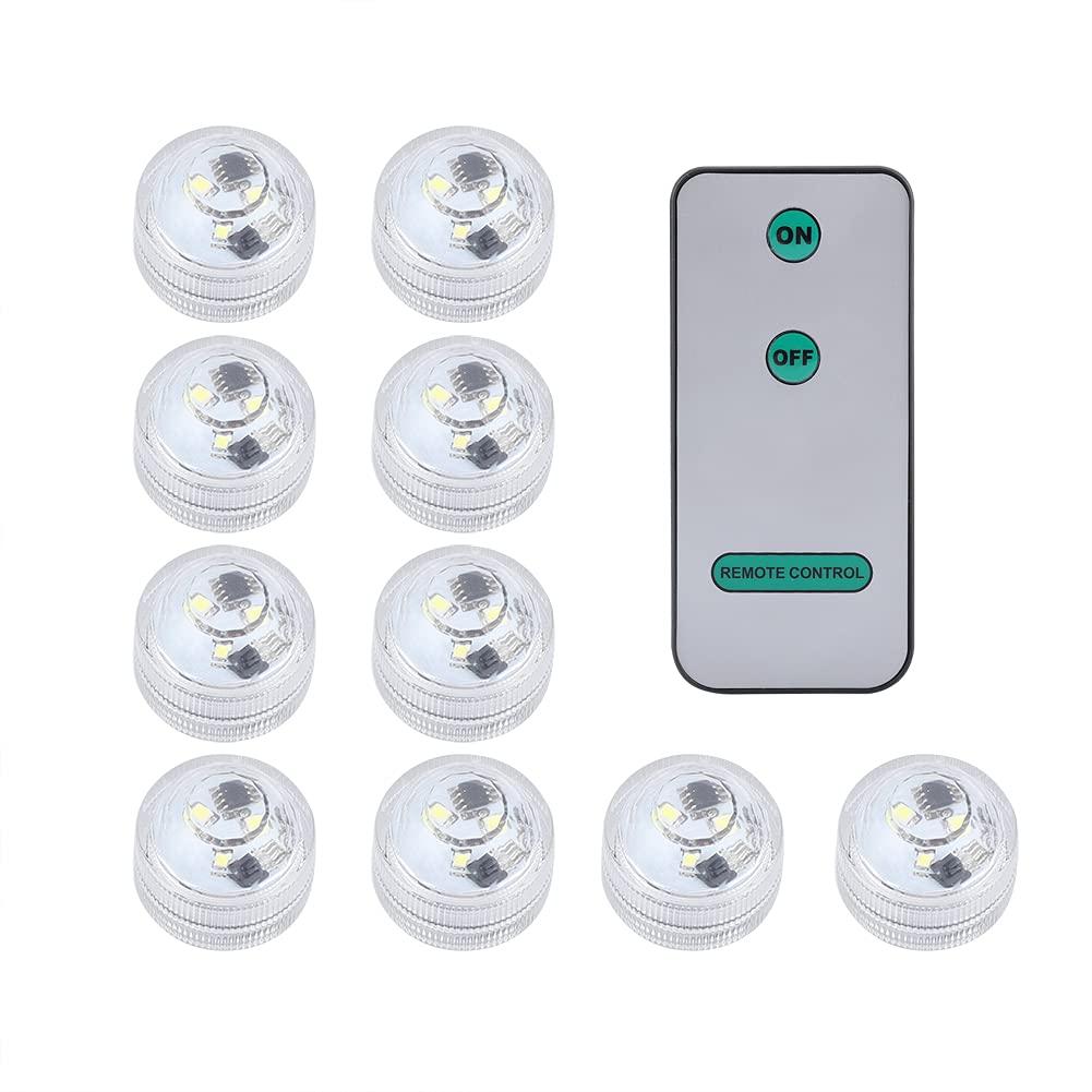 Segutage 10pcs/ Set Round Waterproof LED Candle Light, Battery Operated Tea Lights Candles, Electric Flameless Candles for Votive Aniversary Wedding Centerpiece Table Decor Funeral Halloween (White)