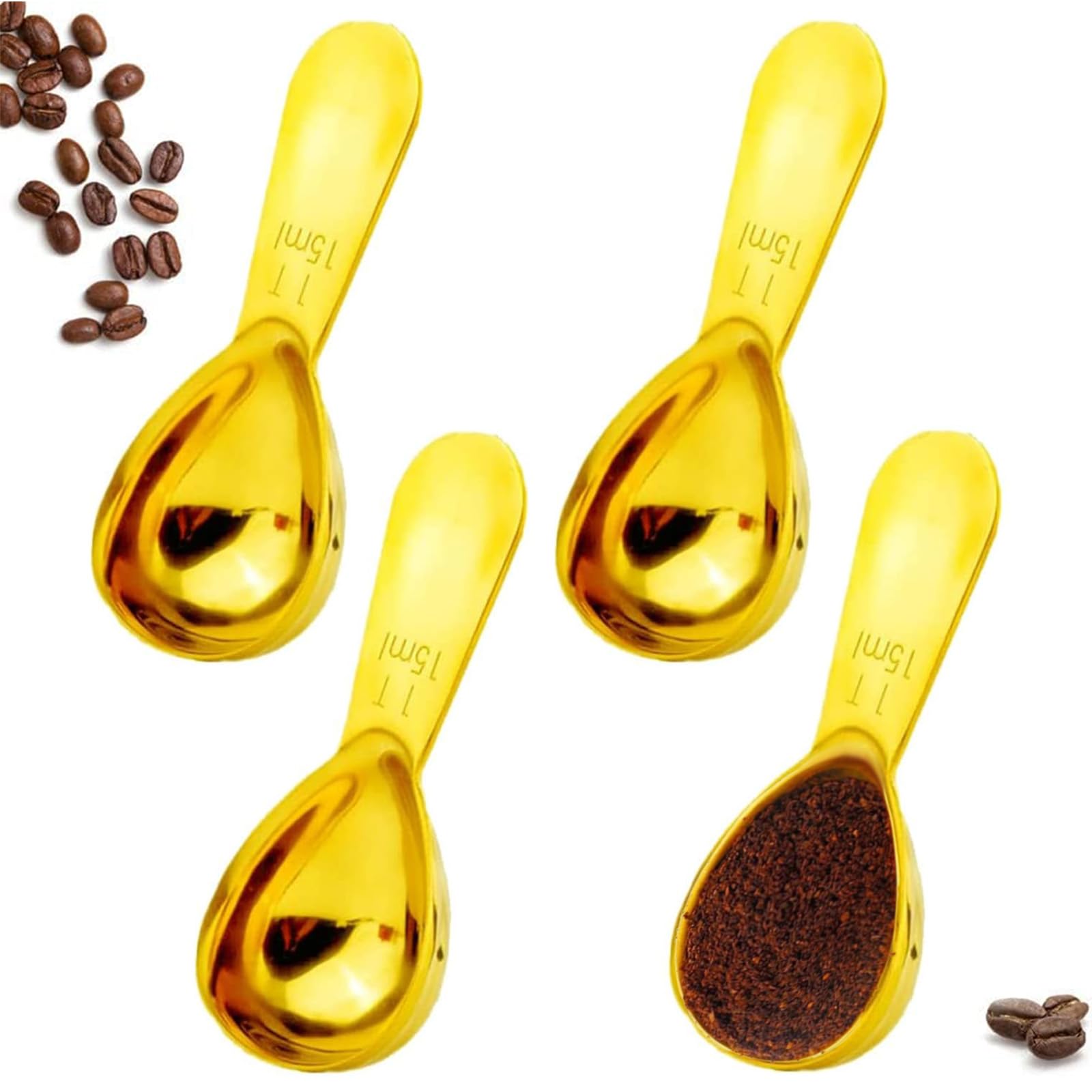 Lot de 4 cuillères à café 15ml en inox pour doser précisément le sucre et la farine