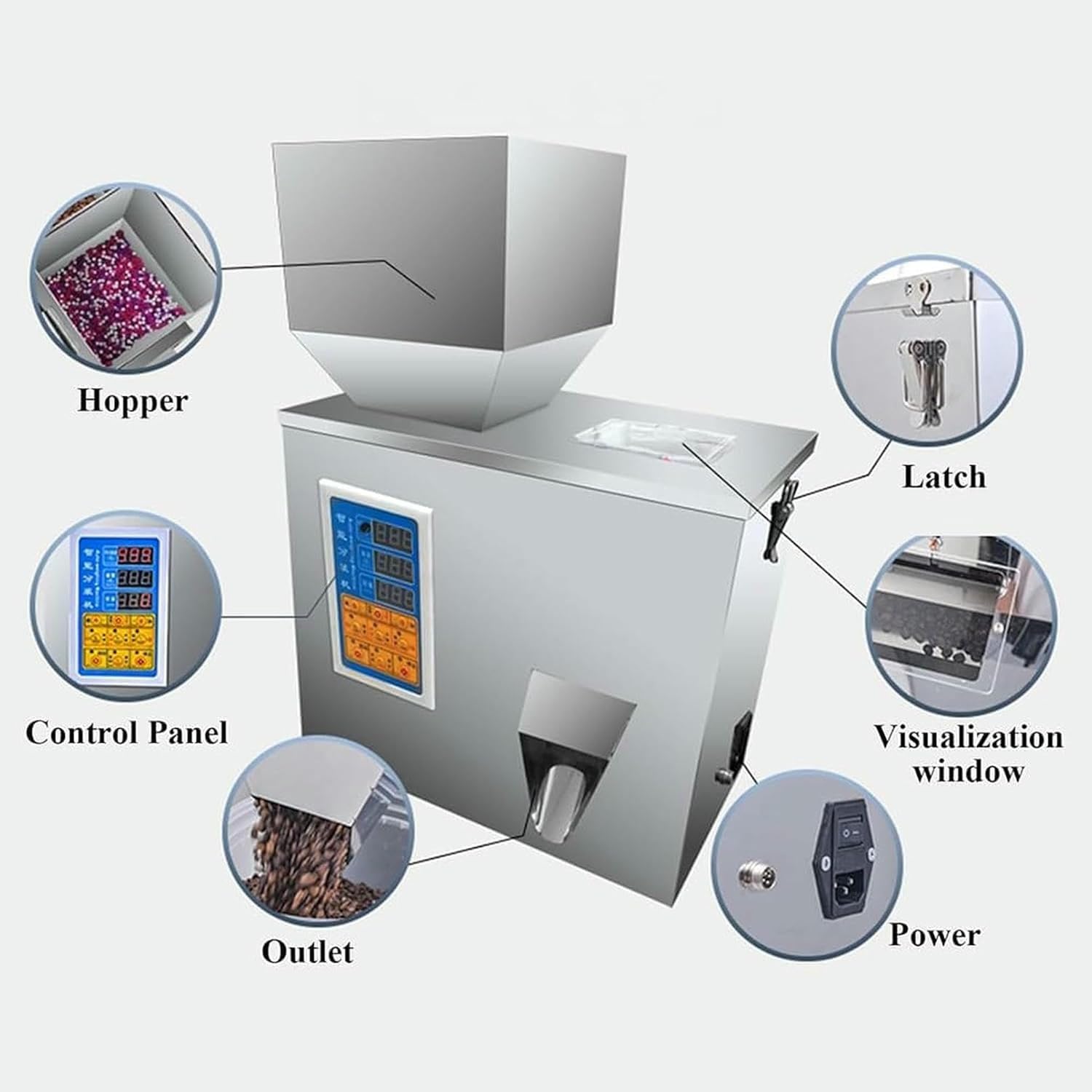 Llenadora De Pesaje Inteligente, Máquina Llenadora De Partículas En Polvo Totalmente Automática con Tolva De 6 L De Capacidad, Pesaje Automático Y Velocidad De Dispensado De 8 a 16 Bolsas/min