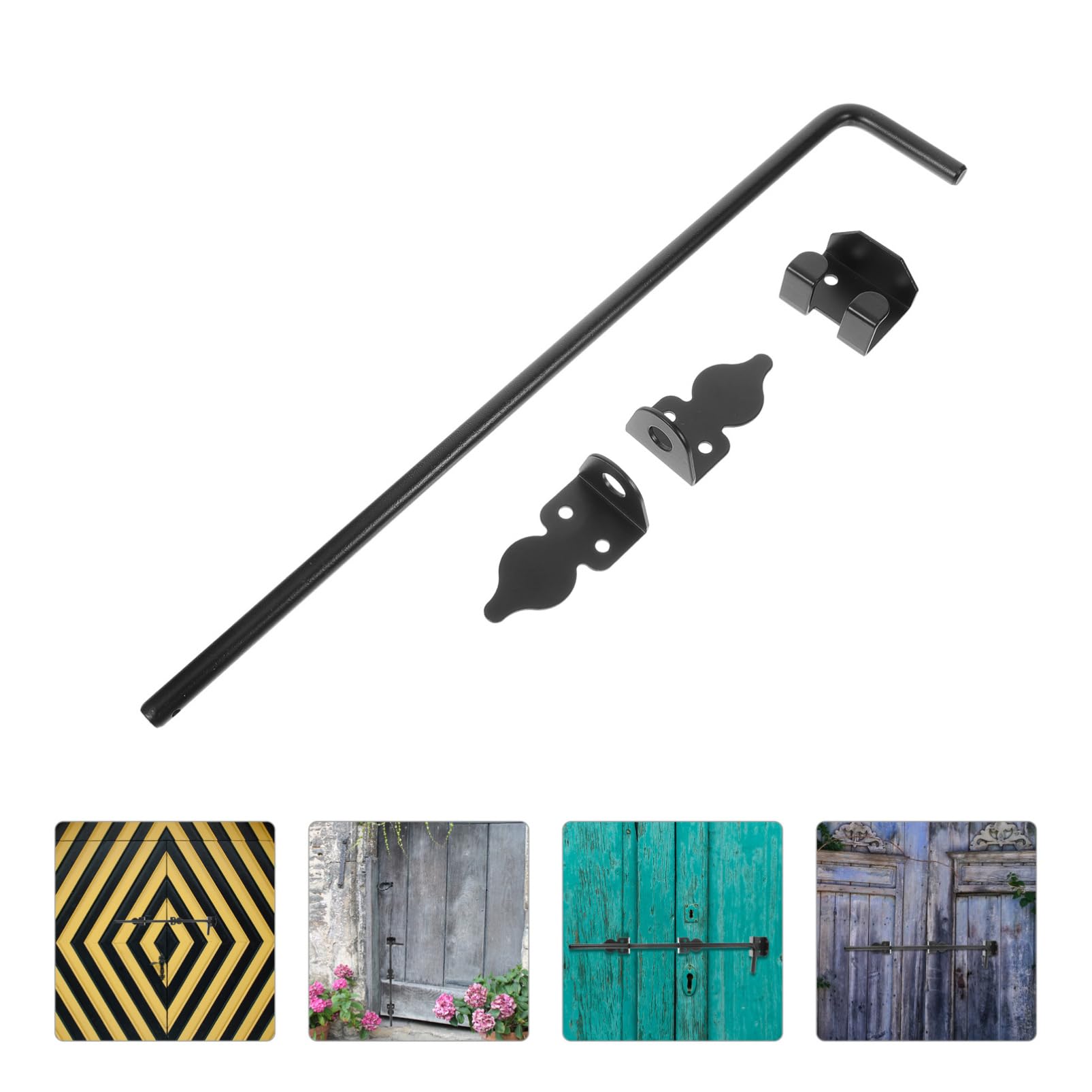 Operitacx Loquet de Porte de Hangar en Fer Noir, Épais et Renforcé, Serrure Robuste pour Portails Bois et Grandes Portes, Installation Extérieure Solide et Sécurisée