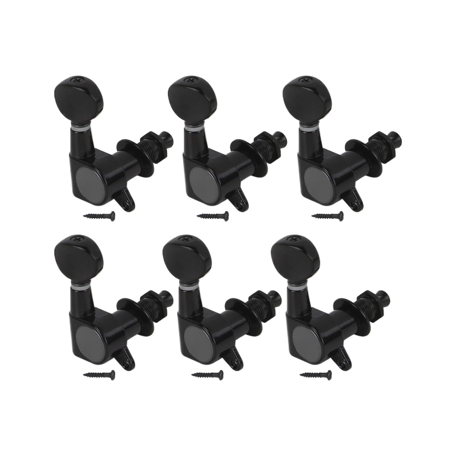 6PCS 6-in-line Chiavi di accordatura for chitarra elettrica Pioli Meccaniche 6R/6L Cromo/Nero(Black 6R)