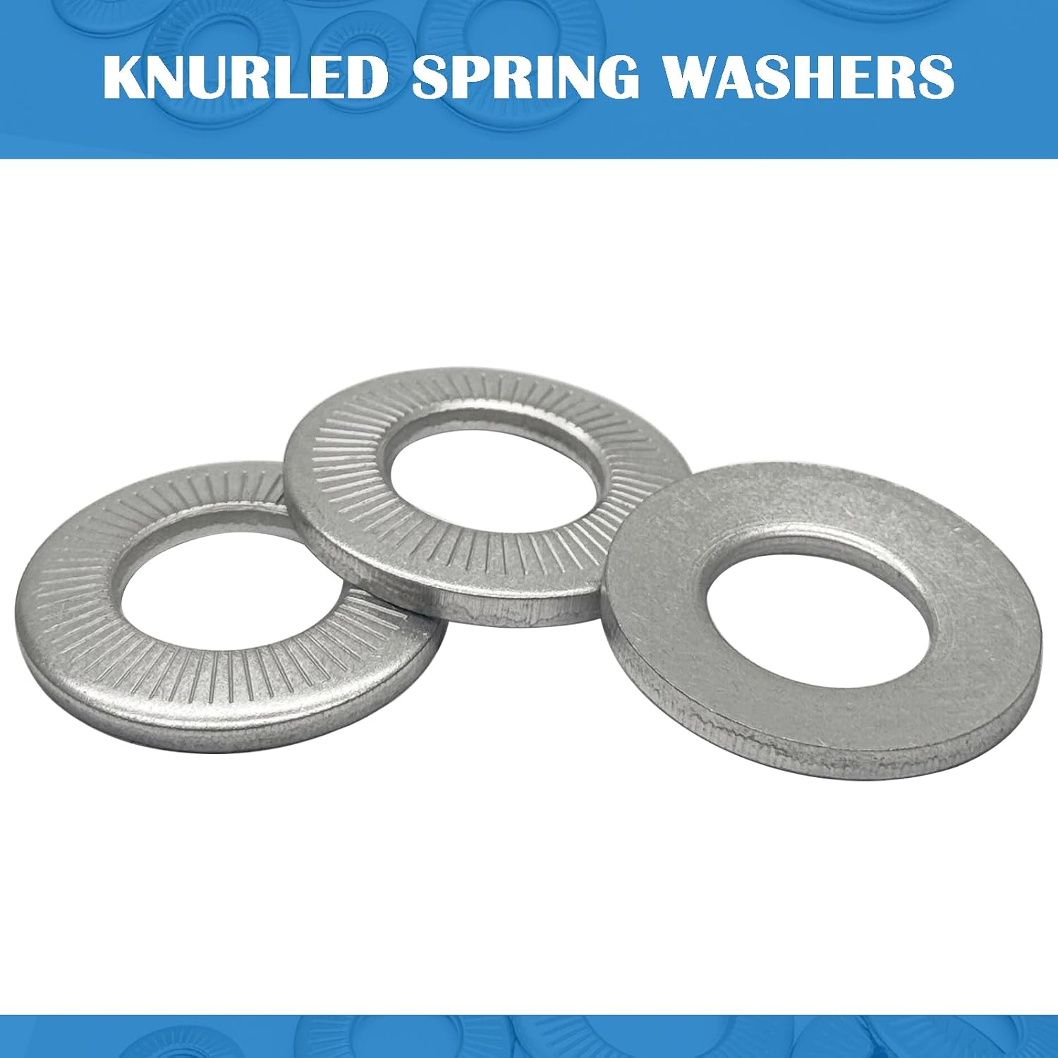 M16 Knurled Spring 304 Stainless Steel Lock Washers, Disc Spring Single Sided Knurled Striped Metric Conical Spring Washers(5Pcs)