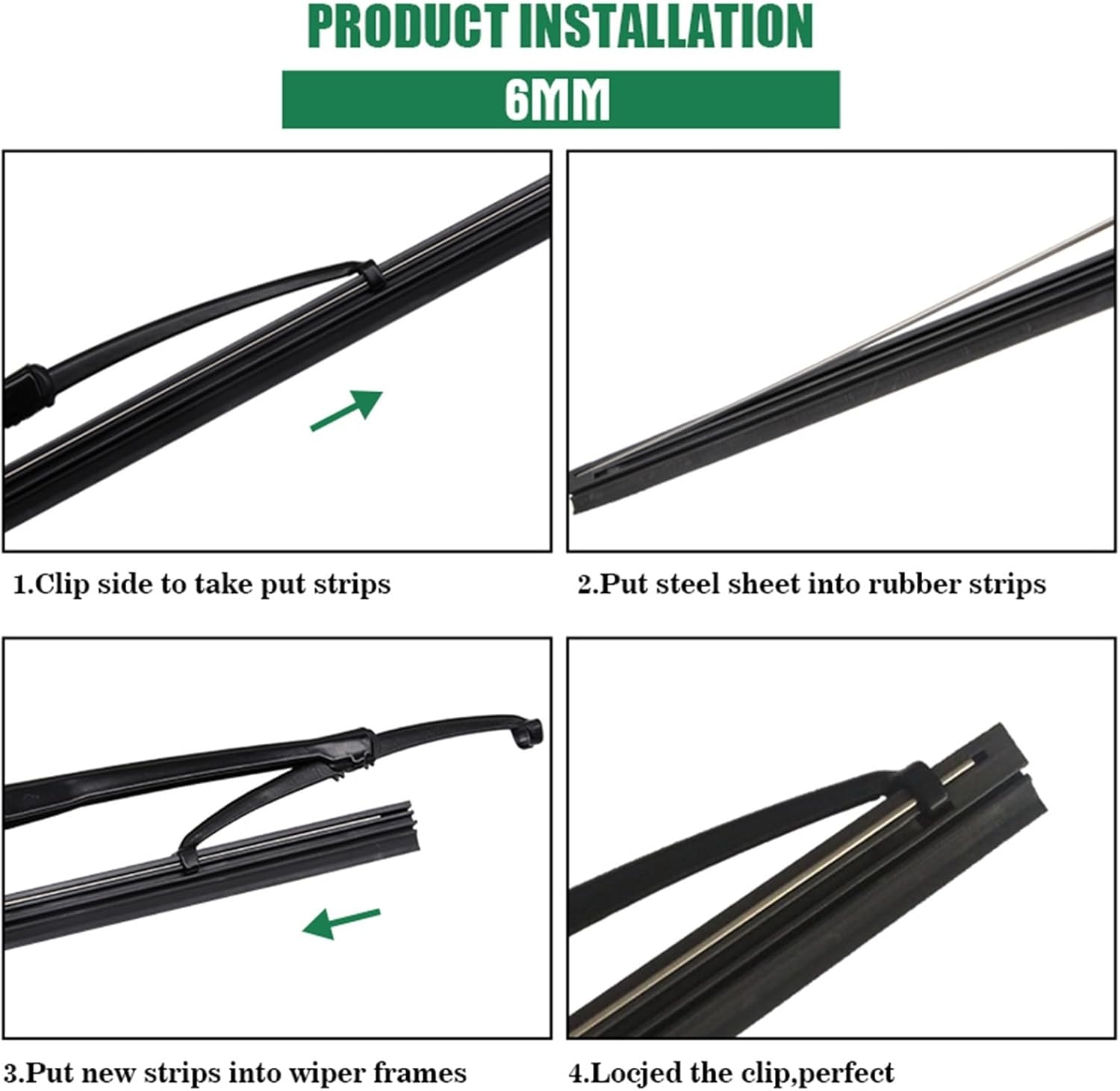 Car Wiper blade Insert Natural Rubber Strip Windshield strips (Refill) 8mm 6mm 14"16"17"18"19"20"21"22"24"26"28" Car Accessories(8mm width,22 inch 550mm)