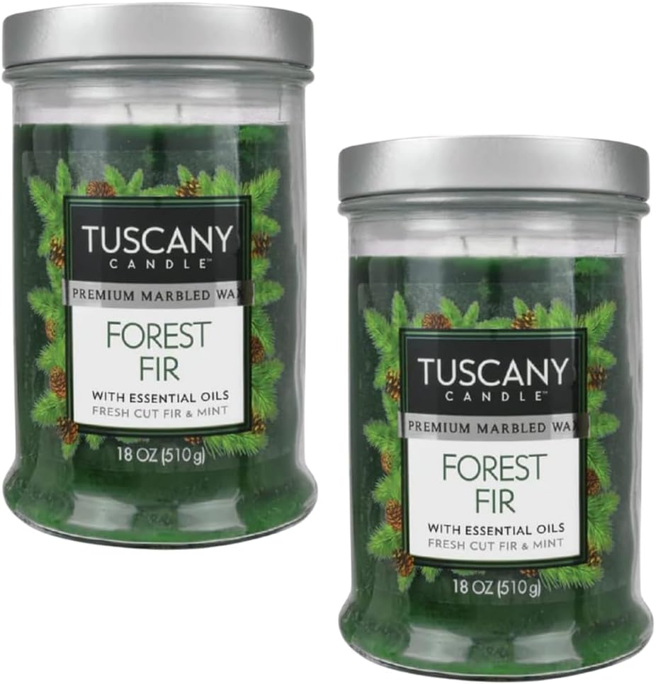Forest FIR Long-Lasting Scented JAR Candle (18 OZ) 2 Pack, Green