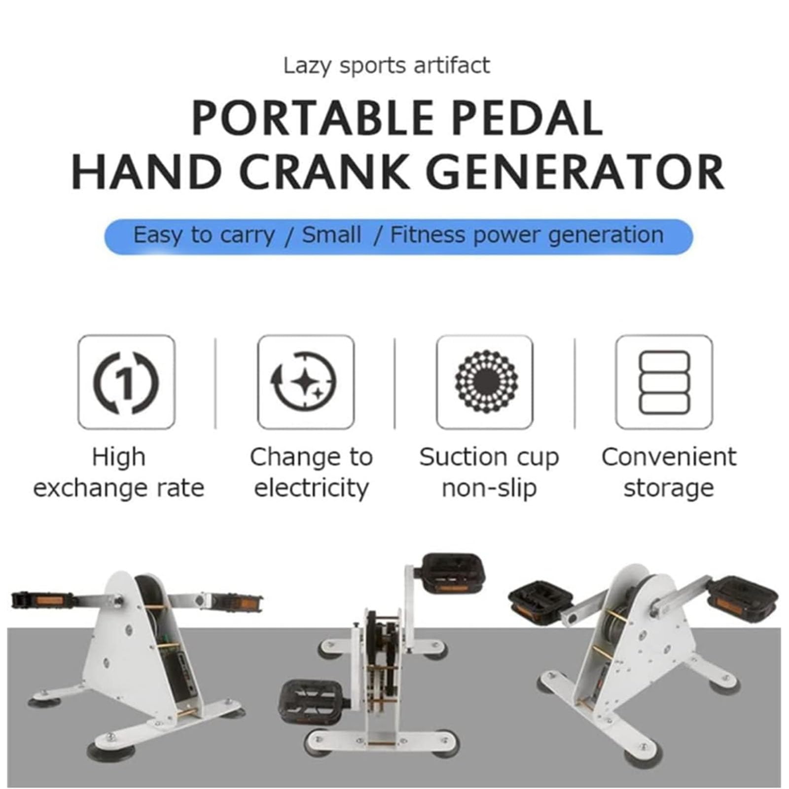 Generatore di Pedali Portatile ad Alta Potenza da 50 W con Display Digitale e Luce a LED, generatore di Emergenza e Ricarica USB per Campeggio all'aperto in Famiglia