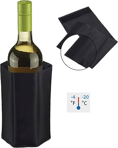 Miniatura 4 de Enfriador de botellas de vino, enfriador de vino de gel refrescante para exteriores, viajes, fiestas, negro, paquete de 2