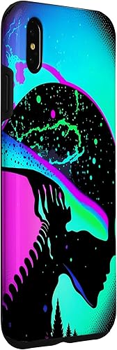 Vista 18 de iPhone 11 Pro Max Trippy Vaporwave Alien Head Skull Dripping Paint UFO Art Case
