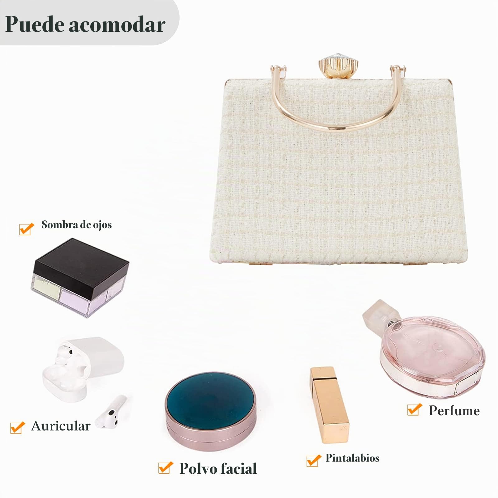 Bolso de Fiesta Pequeña para Mujer Bolso de Fiesta Diamantes de Imitación Clutch Cartera de Mano Bolsos Bandolera Bolso de Hombro para Fiesta de Graduación Banquete Boda Beige