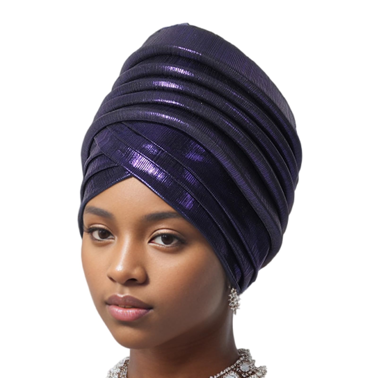 Ldabrye Unisex Navy Blue African Turban Volumiser For Female Fashion Under Scarf Bonnet Underneath Lifter Ethnic Lift Nigerian Hat Turban Hat