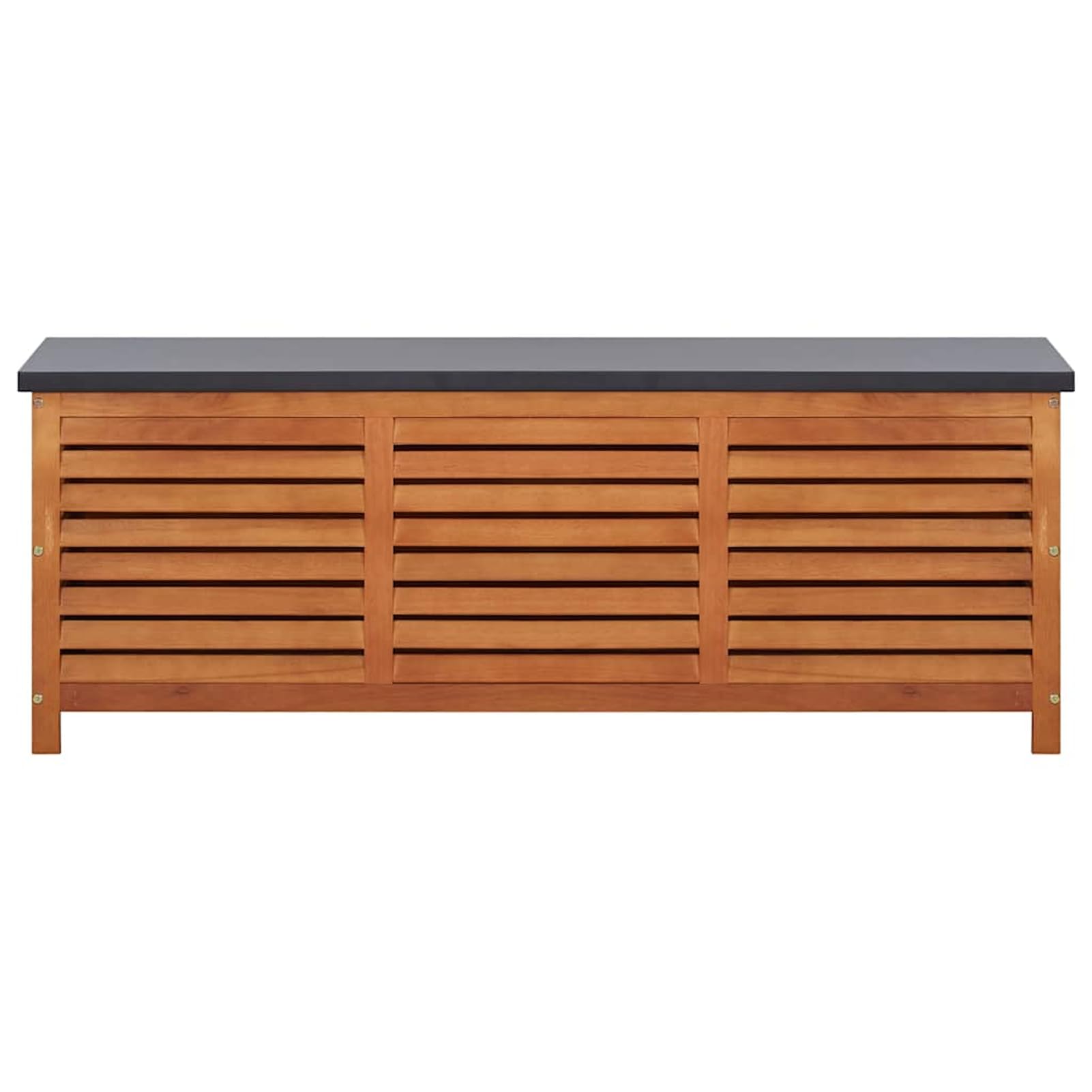 Homgoday Baúl de jardín de 150 x 50 x 55 cm de madera maciza de eucalipto, resistente y funcional