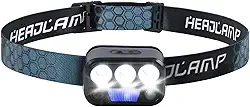 Lanterna Cabeça, Luz de Cabeça LED com Brilho de 400-500 Lúmens, Lanterna de Cabeça Recarregavel, Sensor de Movimento, Seis Modos de Luz