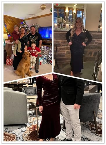 Zaberry Long Sleeve Dresses Wrap Elegant Velvet Fishtail Ladies Maxi Formal Cocktail Dresses For Women Green S #TOP4