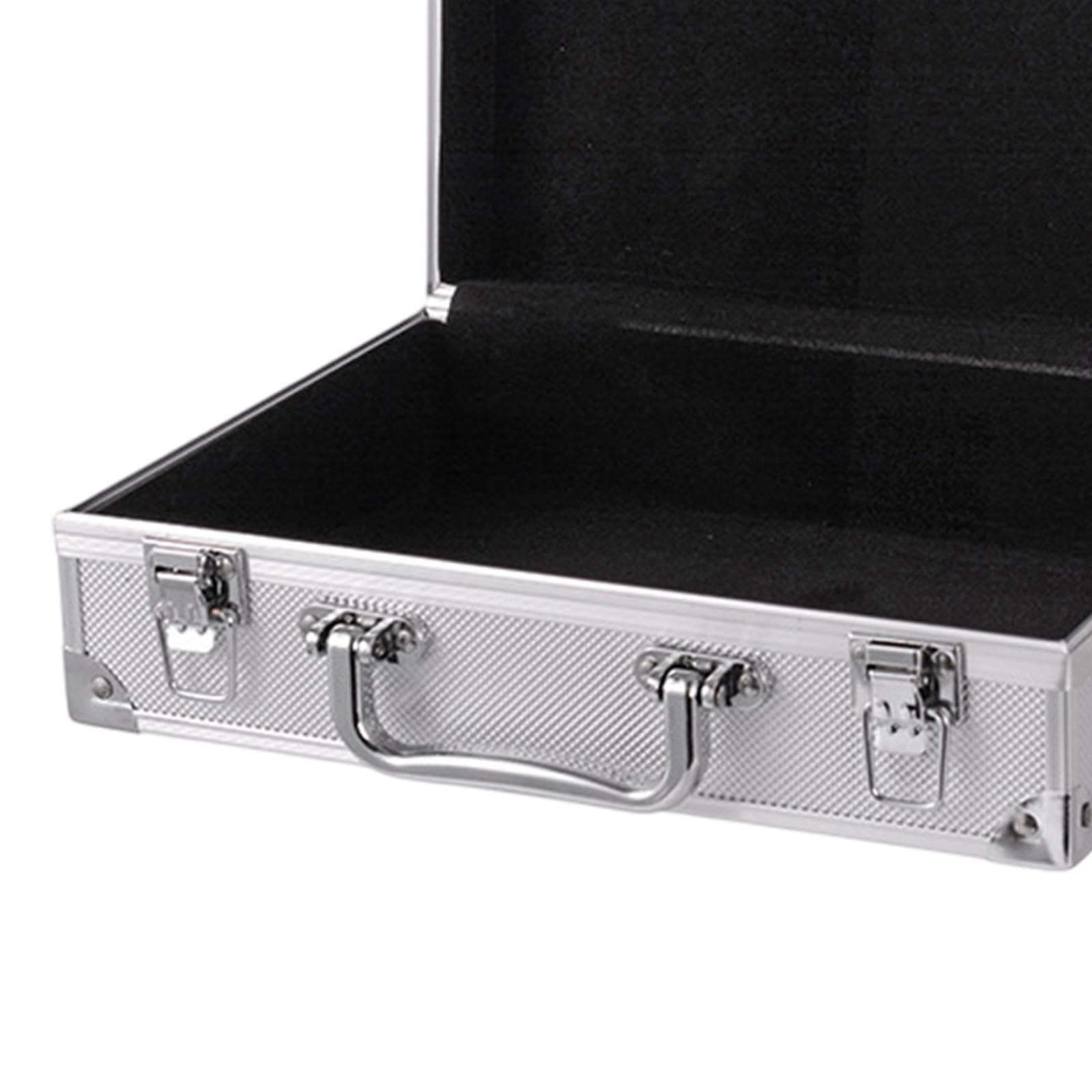 Generic Estuche de transporte de carcasa dura, caja organizadora de, Maleta portátil, marco de aleación de aluminio, caja de herramientas, Plata