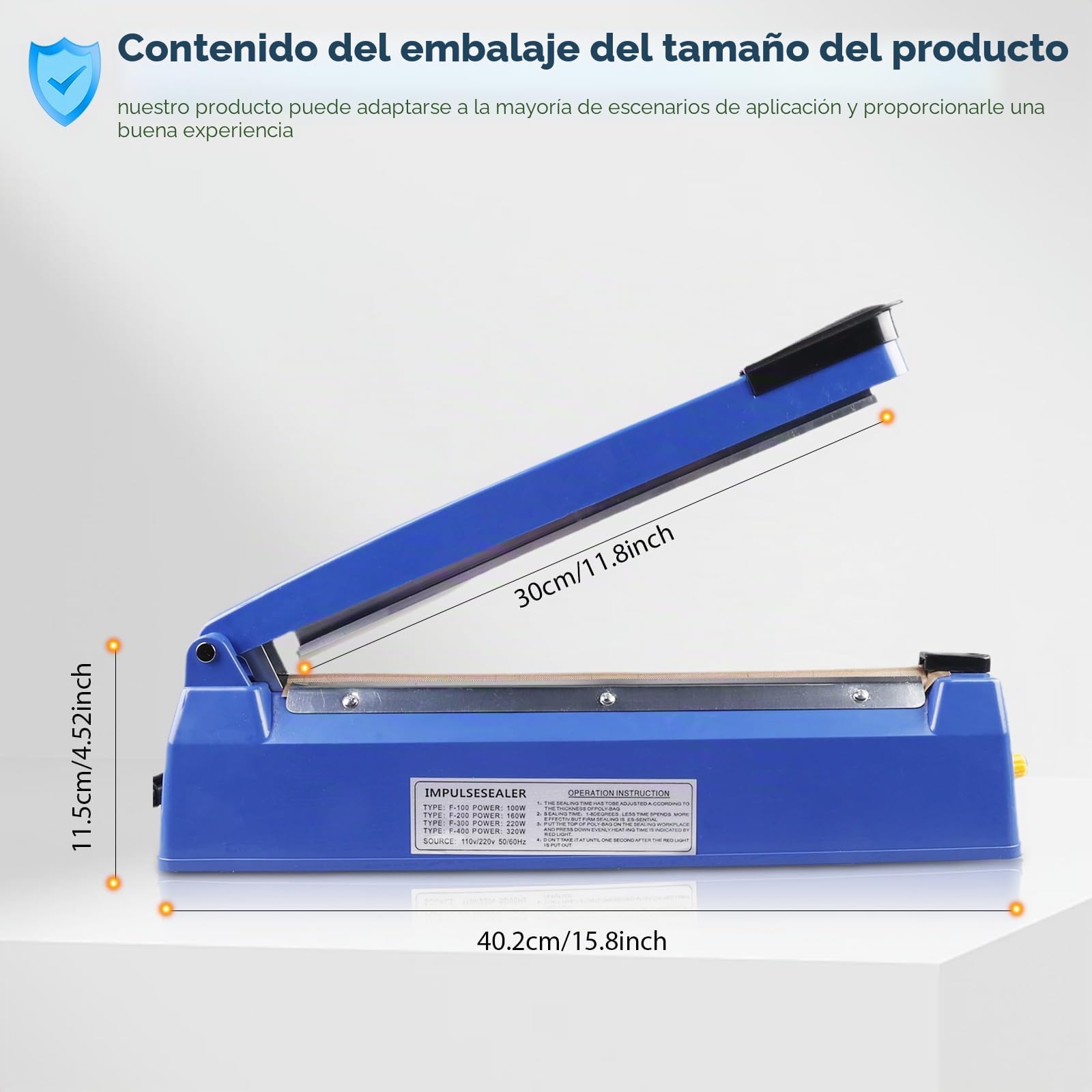 Selladora Bolsas De Plastico, Sellador De Bolsas, Termoselladora, Selladora Térmica Profesional Manual Máquina Selladora De Bolsas para Sellado De Bolsas Máquina De Envoltura Retráctil (L-300mm)