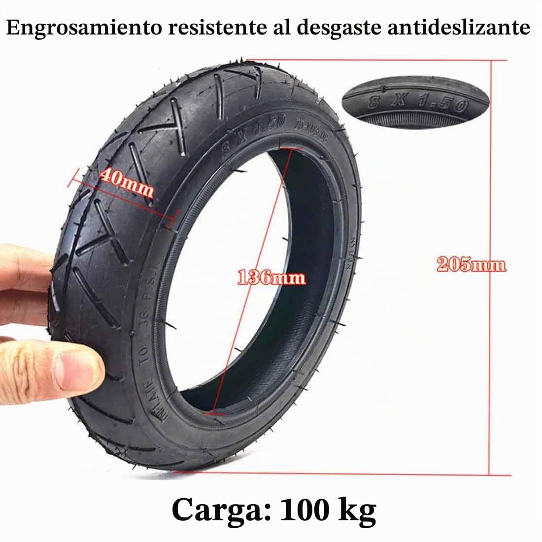 Neumático De 8x1,50 Pulgadas Para Cochecito De Bebé/carrito/neumático De Scooter Eléctrico De 8 Pulgadas Instalación Sin Esfuerzo, Neumáticos Interiores Y Exteriores Neumáticos Gruesos Con Palanca