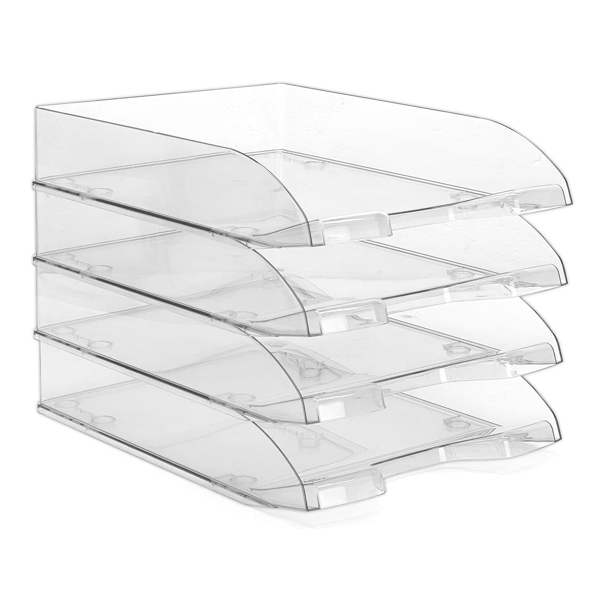 Waytex Pack de 4 Corbeilles à Courrier A4 Plastique Transparent