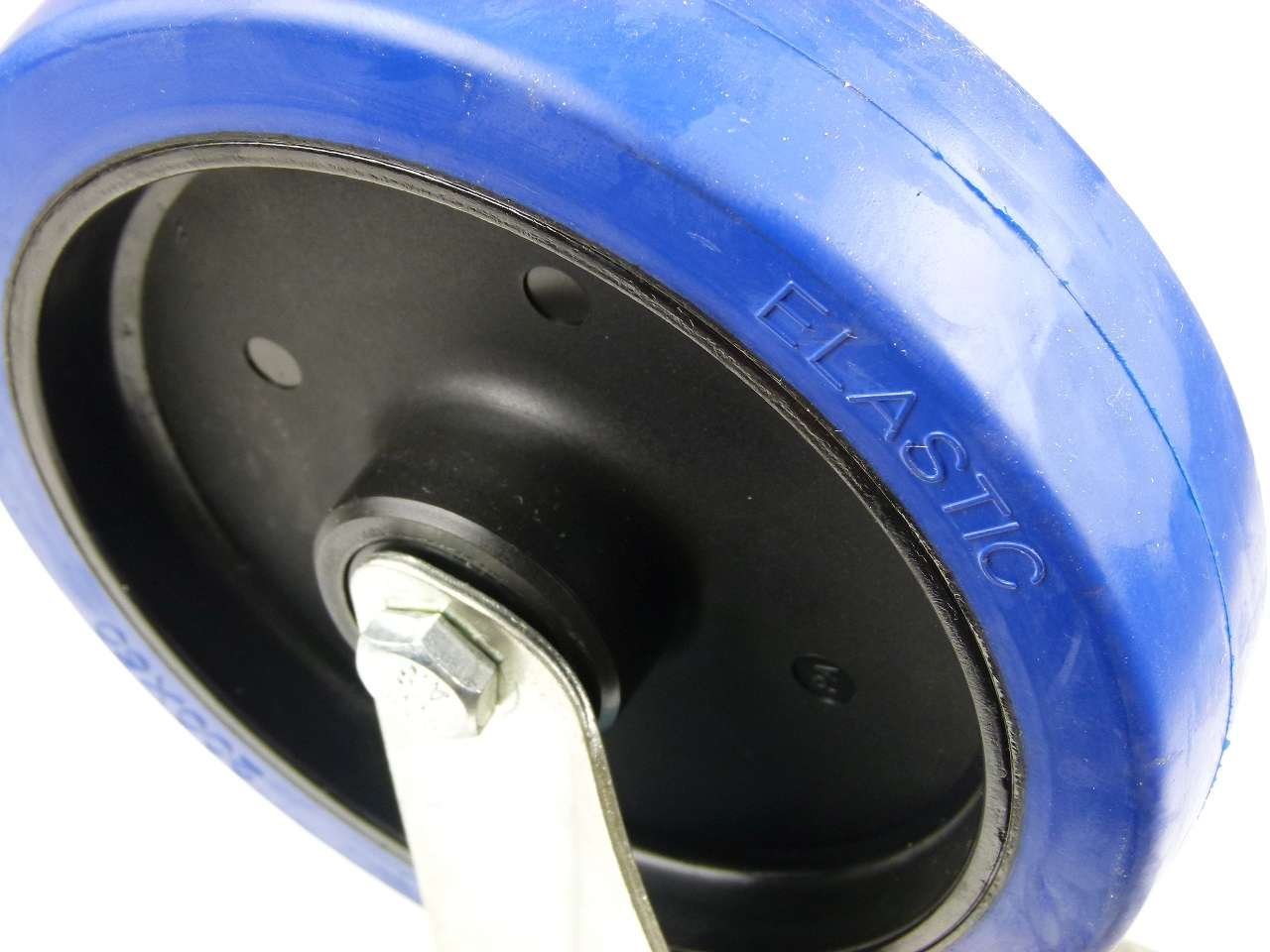 1 Satz 200mm Blue Wheels Lenkrollen + Bockrollen, Transportrollen Elastik Blau 350kg / Rad - INDUSTRIEQALITÄT (2x Lenk + 2x Bock)