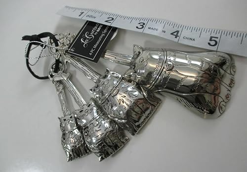 Miniatura 6 de Ganz Family Of Cats - Cucharas medidoras de aleación de zinc pulidas en tono plateado, juego de 4 piezas