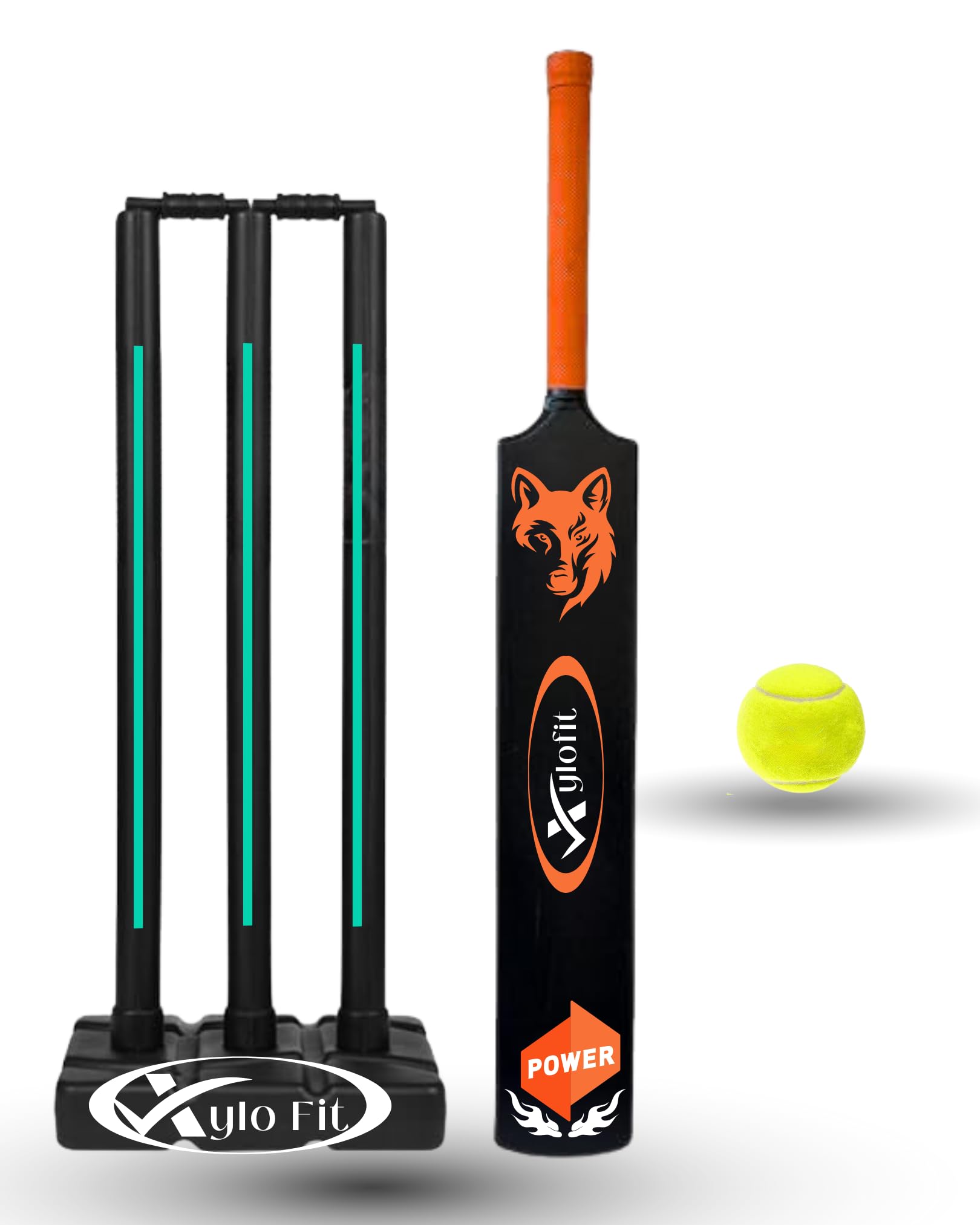 Heavy Duty Plastic Premium Cricket Kit Set | Lightweight | Full Size | Hard Plastic Bat | Premium Cricket Wicket Set l 3 Stumps + 2 Bails + 1 Stand Set, 1 Ball-image-23