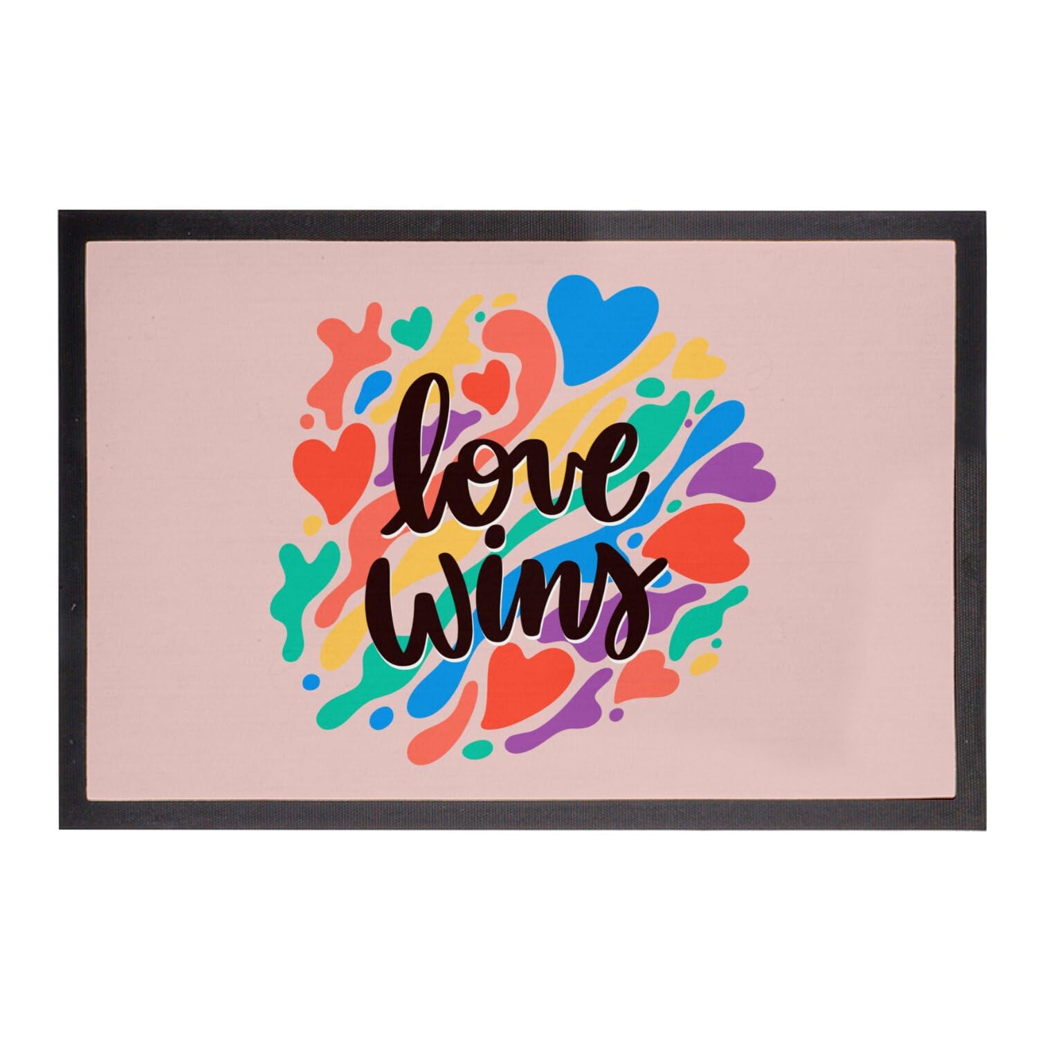Paillasson rose LGBT célébrant l'amour universel Love Wins arc-en-ciel
