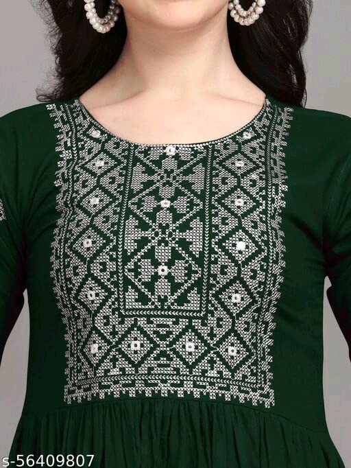 Image of Shreeji Garment Anarkali Kurti for Stylish Women /Designer Rayon Embroidered Women Kurta