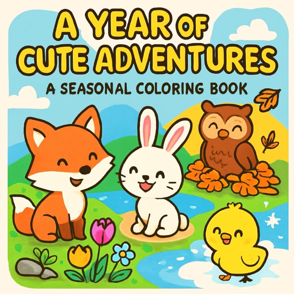 A YEAR OF CUTE ADVENTURES A SEASONAL COLORING BOOK