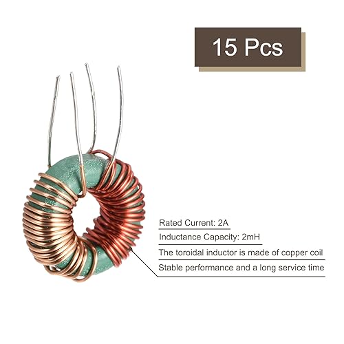 Miniatura 3 de MECCANIXITY Inductor magnético de bobina de cobre de inductancia toroide 2mH 2A para placa de circuito DIY, paquete de 15