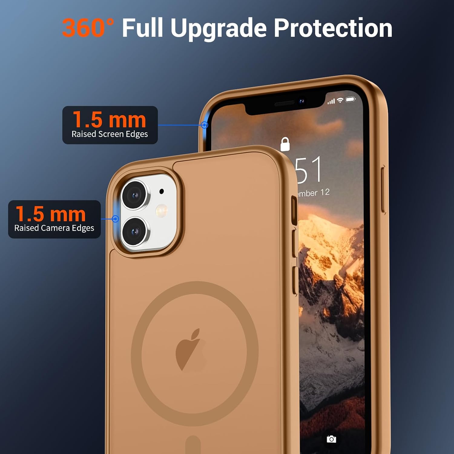 SUPFINE Magnetic for iPhone 12 Mini Case/iPhone 13 Mini Case Brown | With Screen Protector, Translucent Matte, Compatible with MagSafe, Military Grade Drop Proof, Rugged Shockproof Protective