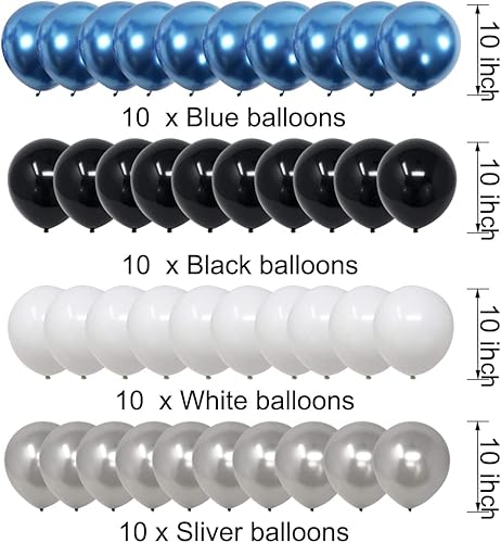 Miniatura 5 de Decoraciones de cumpleaños número 42 para hombres y mujeres, globos de fiesta de cumpleaños de 42 en color azul y negro incluyen globo con el número