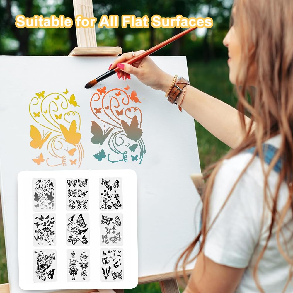 Stencil Per Bordi Fiori - Set Da 9 Pezzi, Riutilizzabili, Per Pareti, Legno, Tessuto E Decorazioni - Foto 7