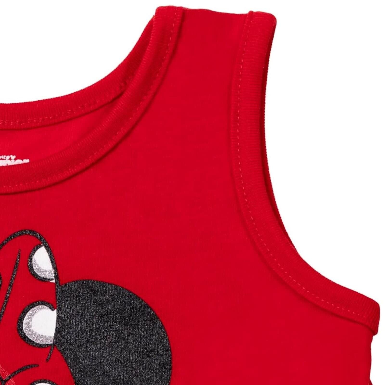 Disney Minnie Mouse - Conjunto de camiseta y pantalones cortos y coletero de 3 piezas para bebés y niños grandes