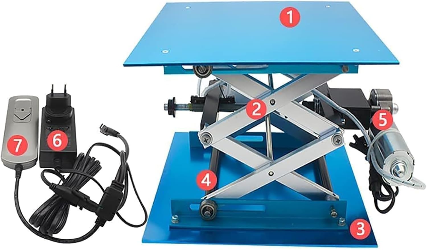 Elektryczny podnośnik laboratoryjny, aluminiowy stojak laboratoryjny, regulowana wysokość 95-375 mm, platforma 300 x 300 mm, nośność 30 kg do eksperymentów fizycznych i chemicznych