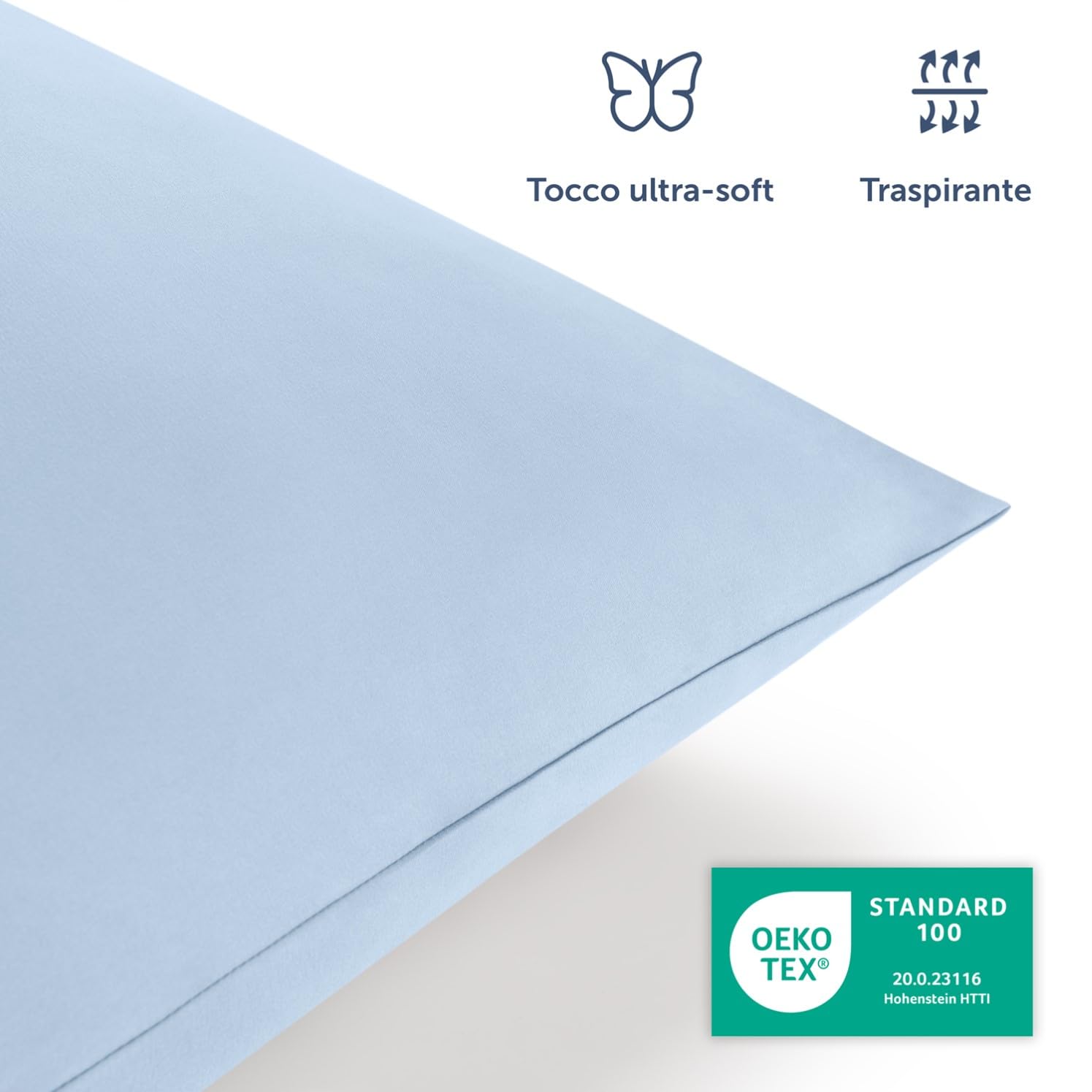 Blumtal Copripiumino Singolo 155x200 e Federa 50x80 - Set di Lenzuola in microfibra extra morbida certificata Oeko-Tex, Set Copripiumino Singolo con 1 Federa - 2 pezzi - Azzurro