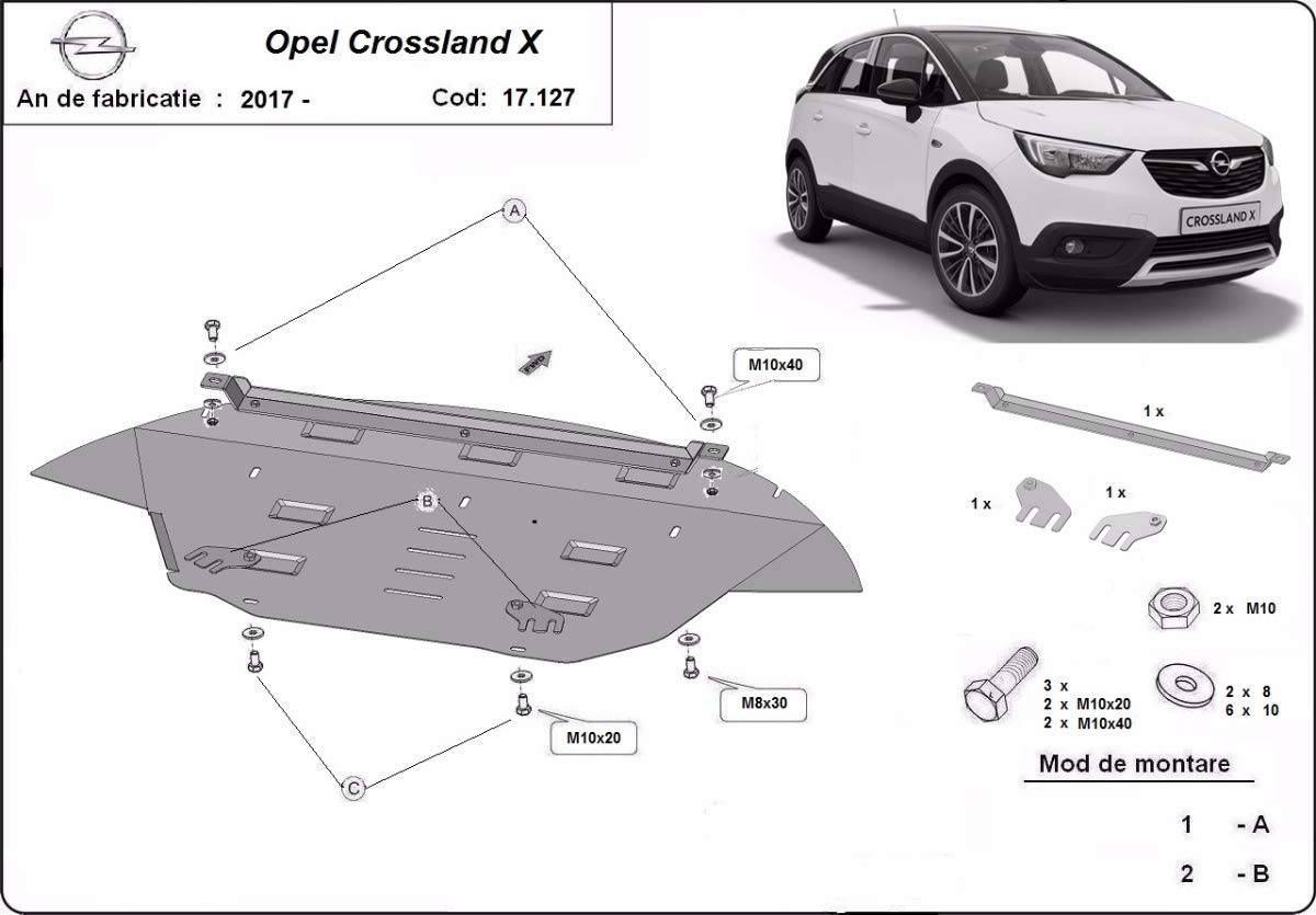 Protezione sottoscocca motore compatibile con Opel Crossland X - (2017-2025)