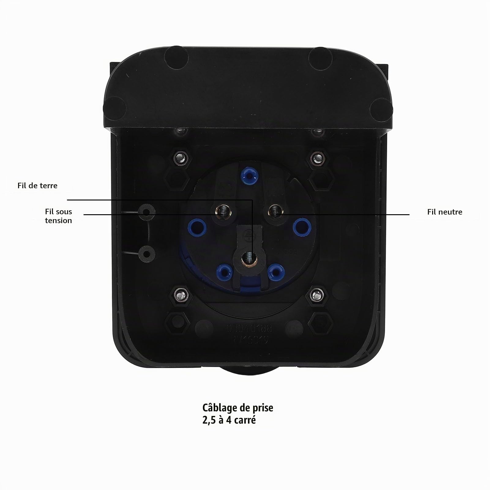 Prise secteur encastrée, prise secteur 3 broches 32 A Prise d'alimentation étanche avec couvercle, prise d'alimentation pour caravanes, camping-cars, remorques (BLACK)