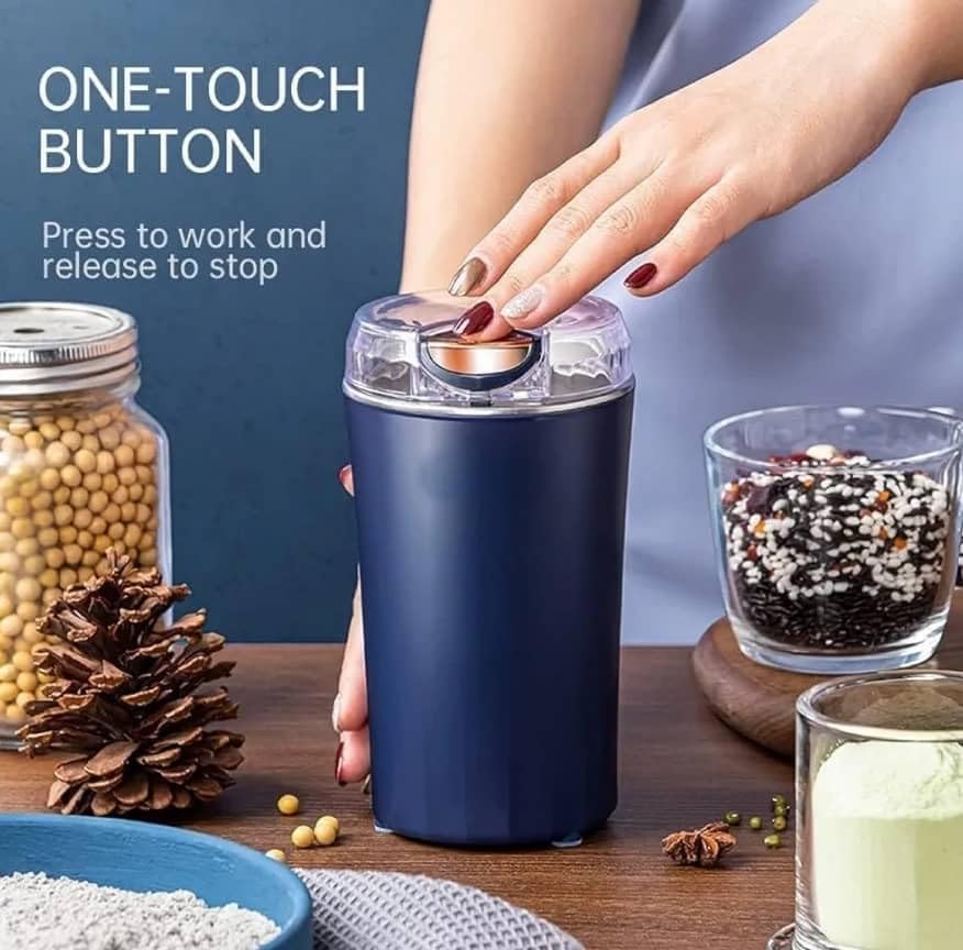 Image of Ortable Electric Coffee & Spice Grinder - Stainless Steel 4 Blade Dry Grinder Machine.