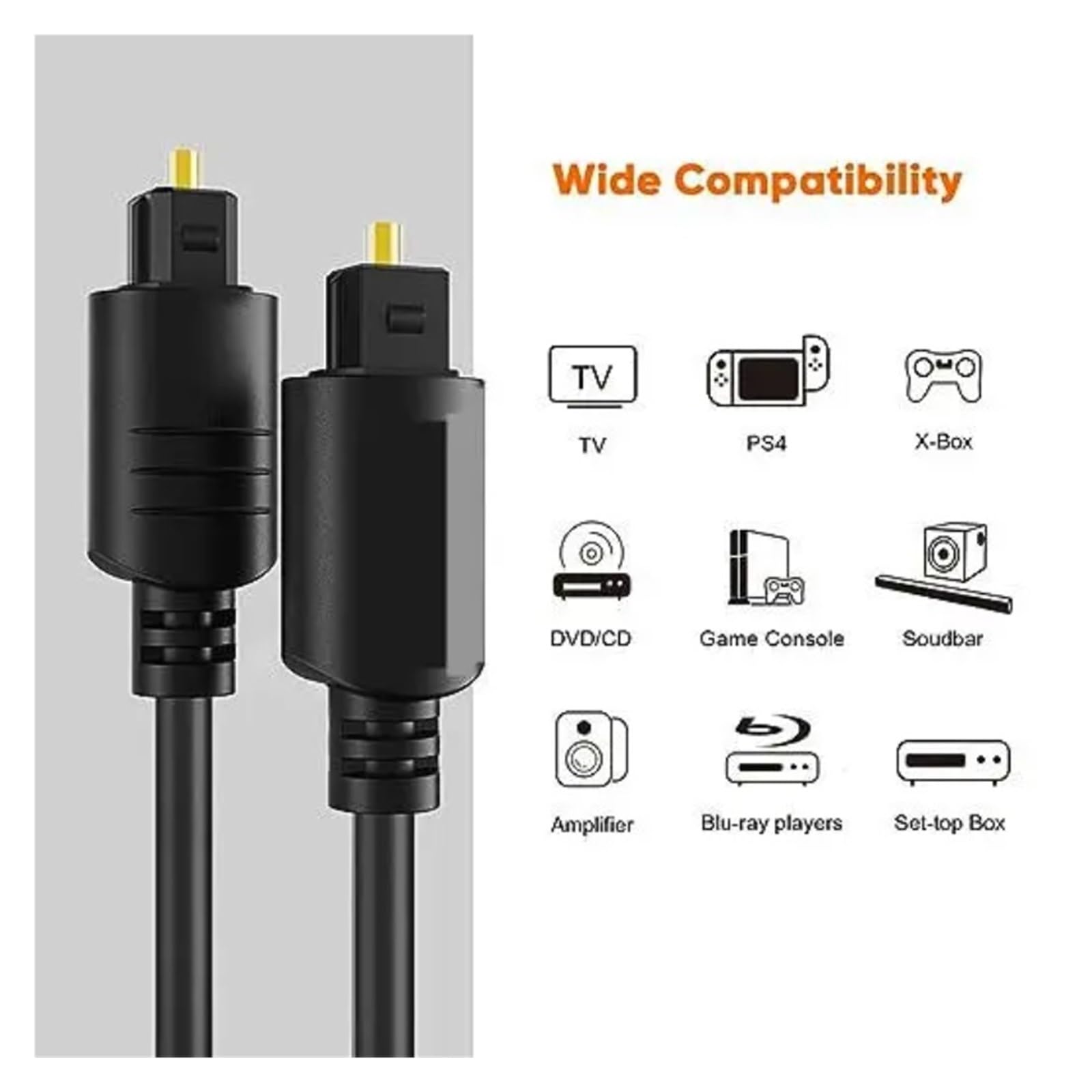 Cavo Audio In Fibra Ottica Digitale Da 1,5 Piedi Ottico SPDIF TosLink