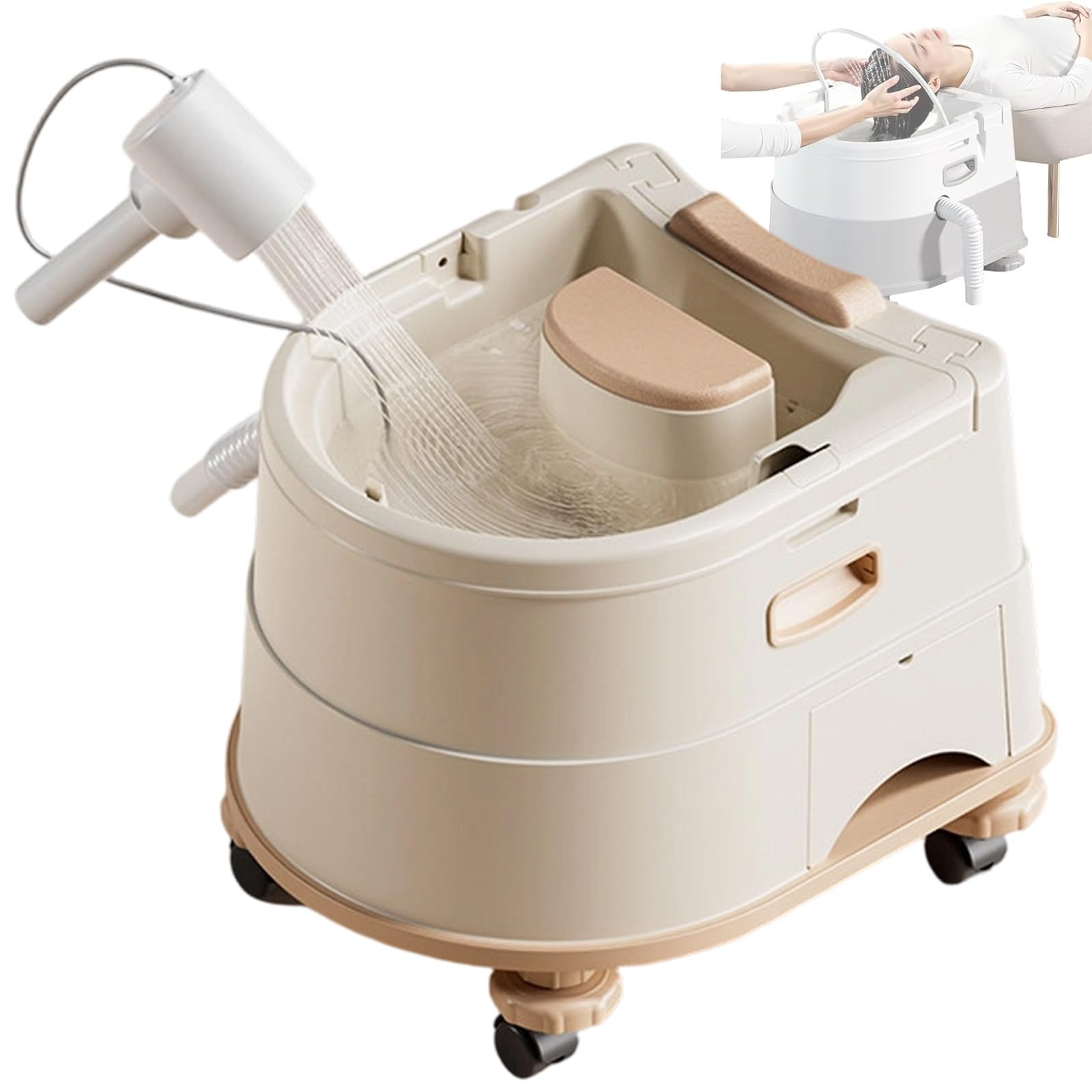 GwlThixion Head Spa Shampoo Basin, Portable Head Spa Attachment for Shampoo Bowl, Constant Temperature Water Circulation and Warm Steam for Scalp Care Apricot-Package6