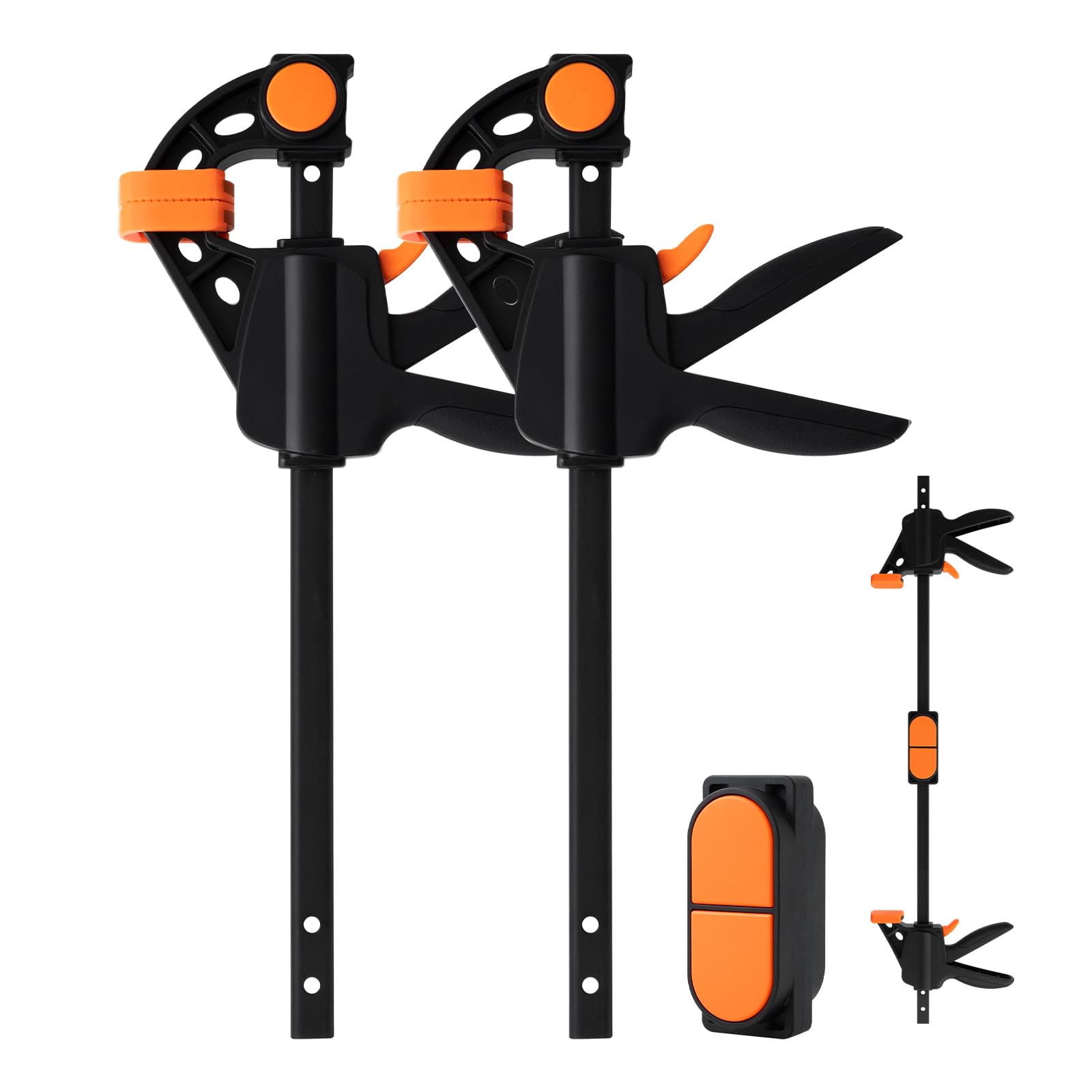 TOOLMAYS 2pcs 150 mm Clamps for Woodwork with Connector Splicable to 620mm as Spreader, 100kg Max Load Wood Clamps Quick Grip