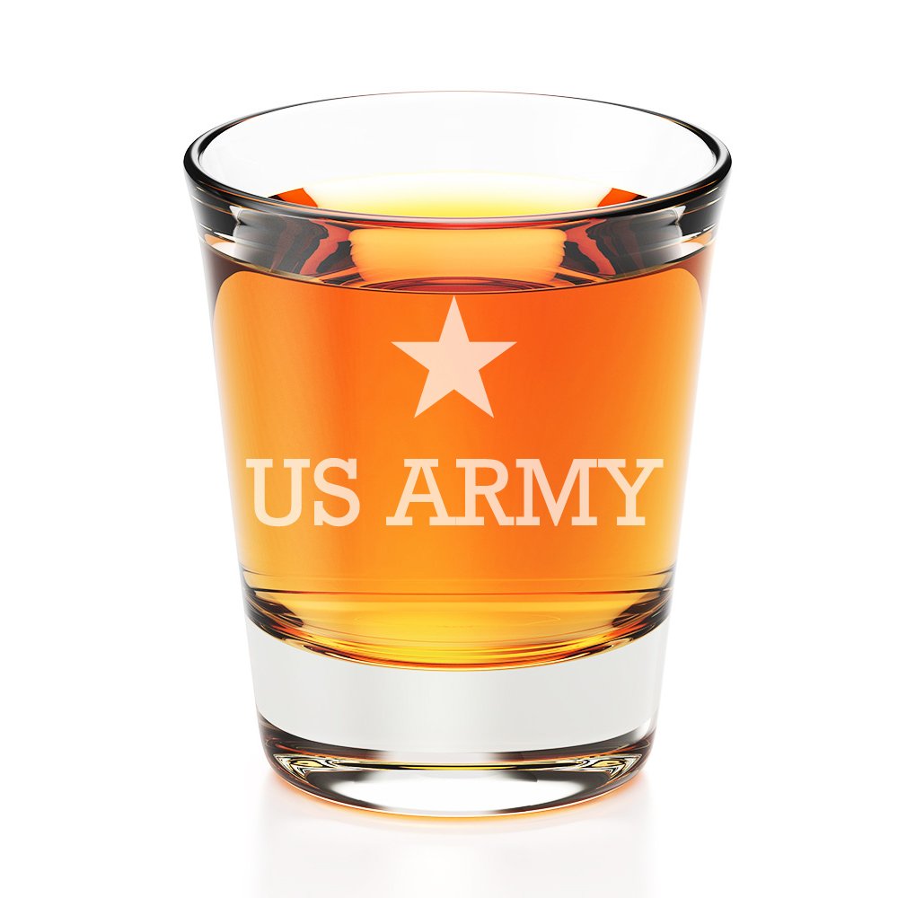 Star US Army Engraved Fluted Shot Glass - Set of 4